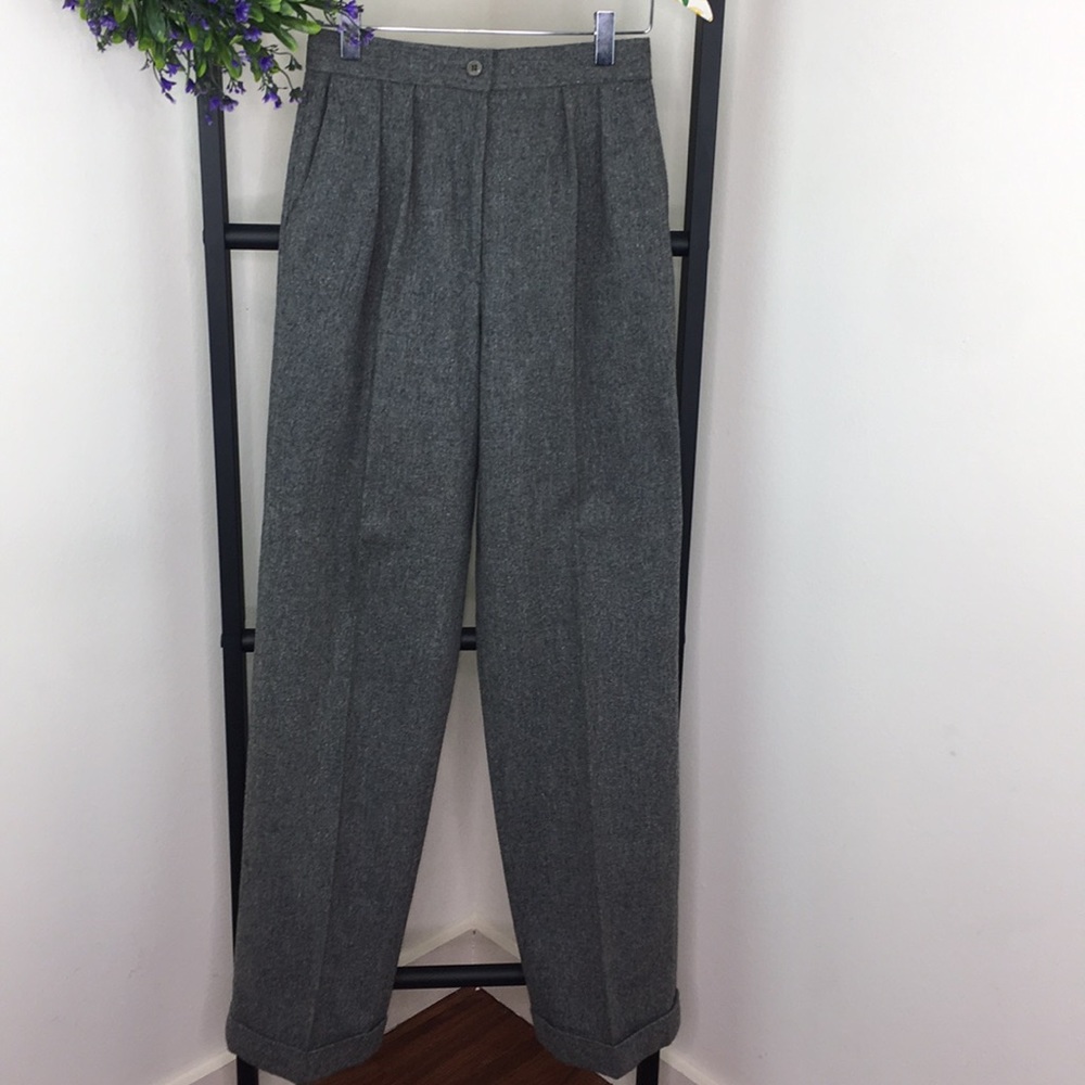 DVF Gray Wool Cuff Trousers